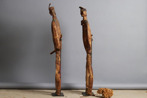 Pair of Extra Large Ceremonial Scarecrows from the Island of Flores