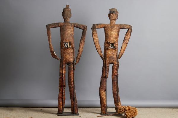 Pair of Extra Large Ceremonial Scarecrows from the Island of Flores