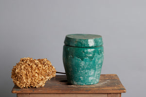 Lidded Blue Green Storage Container from the Island Borneo