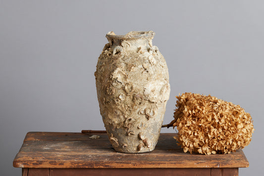 Narrow Tsung Dynasty Brown & White Shipwreck Storage Jar with Shell Encrustations