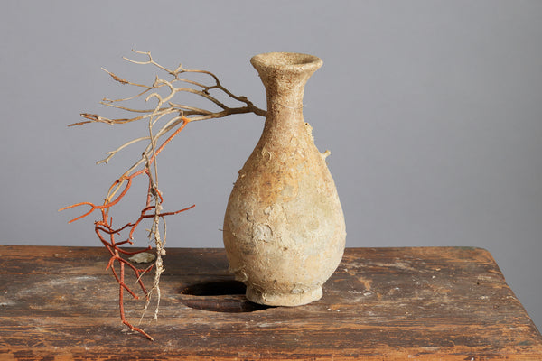 Large Sawankhalok Bottle with Attached Red Coral