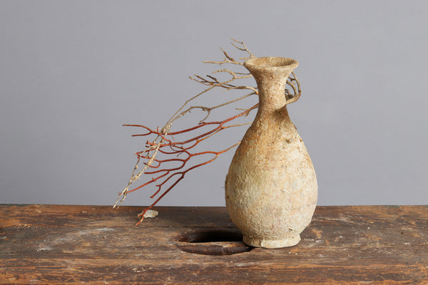 Large Sawankhalok Bottle with Attached Red Coral