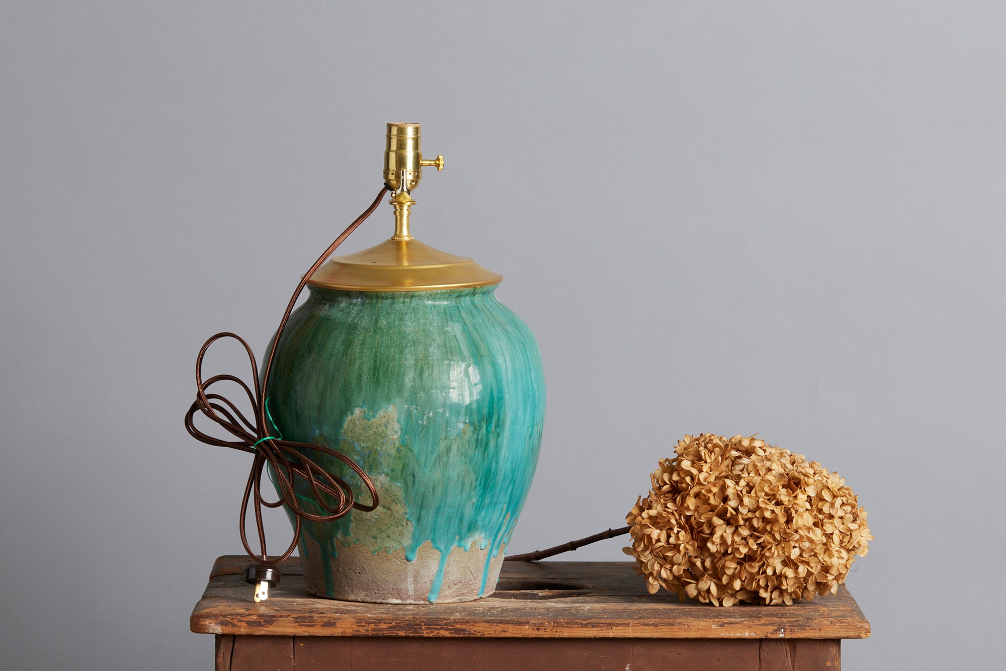 Lamp Made from a Green Glaze Borneo Storage Jar