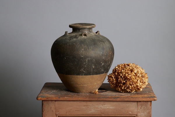 Early Brown & Tan Sawankhalok Storage Container from the Spice Trade