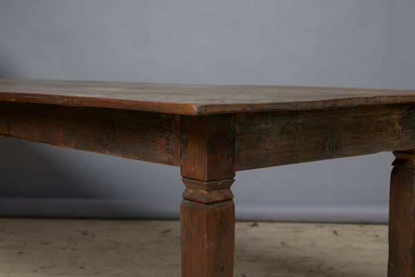 Very Long Dutch Colonial Teak Dining Table with Square Tapered Legs from Sumatra