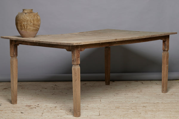 Weathered 2 Board Scrub Top Teak Dutch Colonial Wide Dining Table from Java