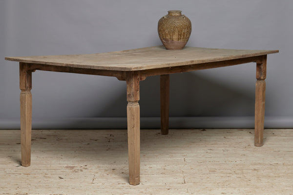 Weathered 2 Board Scrub Top Teak Dutch Colonial Wide Dining Table from Java