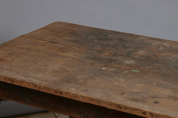 Long French Pine Dining Table from a Painter's Atelier in Avignon with Square Tapered Legs