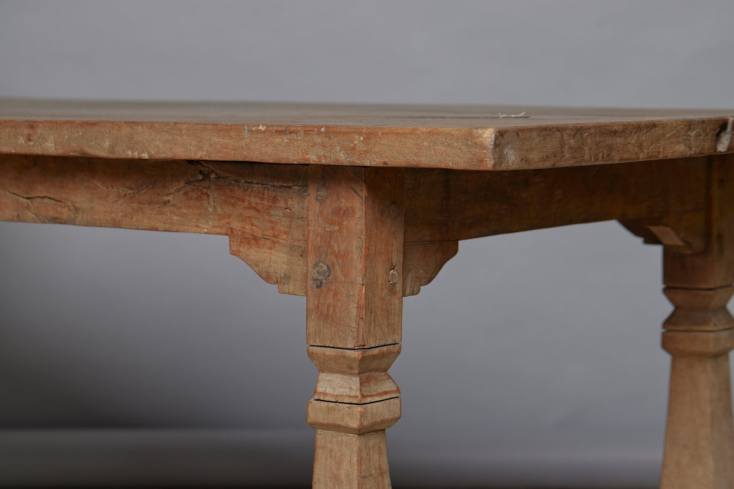 Arts and Crafts Thick Two Board Top Dutch Colonial Teak Dining Table from Jakarta