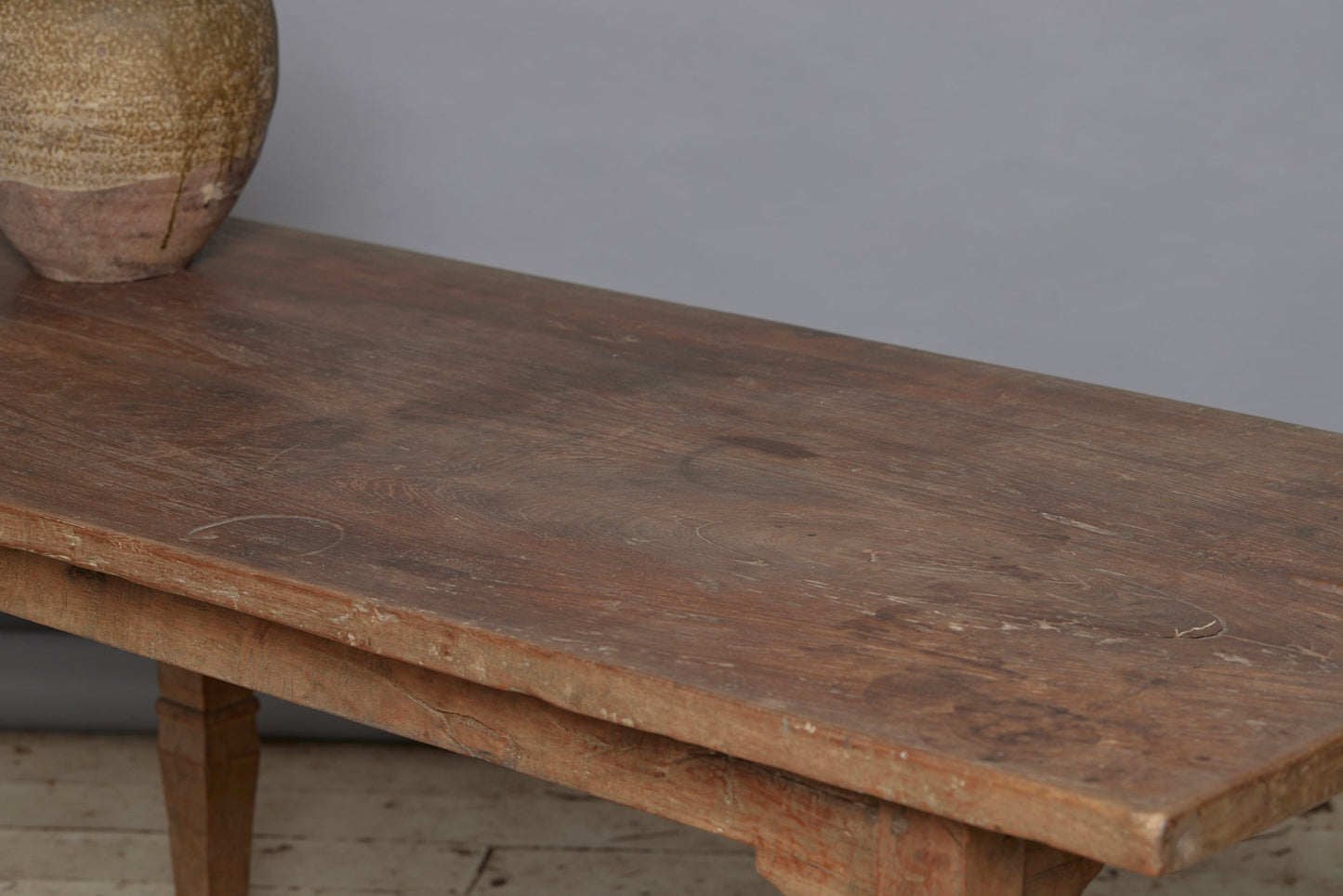 Arts and Crafts Thick Two Board Top Dutch Colonial Teak Dining Table from Jakarta