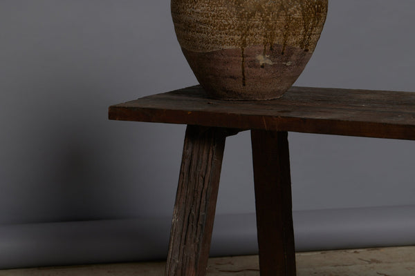 Medium Sized Ulin Splayed Leg Coffee Table with a Nice weathered Single Board Top