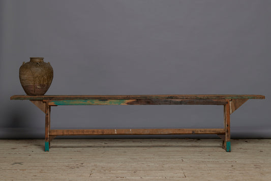 Long Stretcher Base Painted Teak bench from Java
