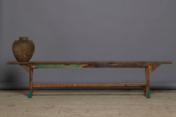 Long Stretcher Base Painted Teak bench from Java
