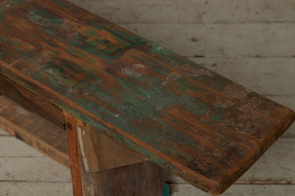 Long Stretcher Base Painted Teak bench from Java