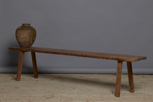 Wide Top Splayed Leg Teak Flat Bench from Jakarta