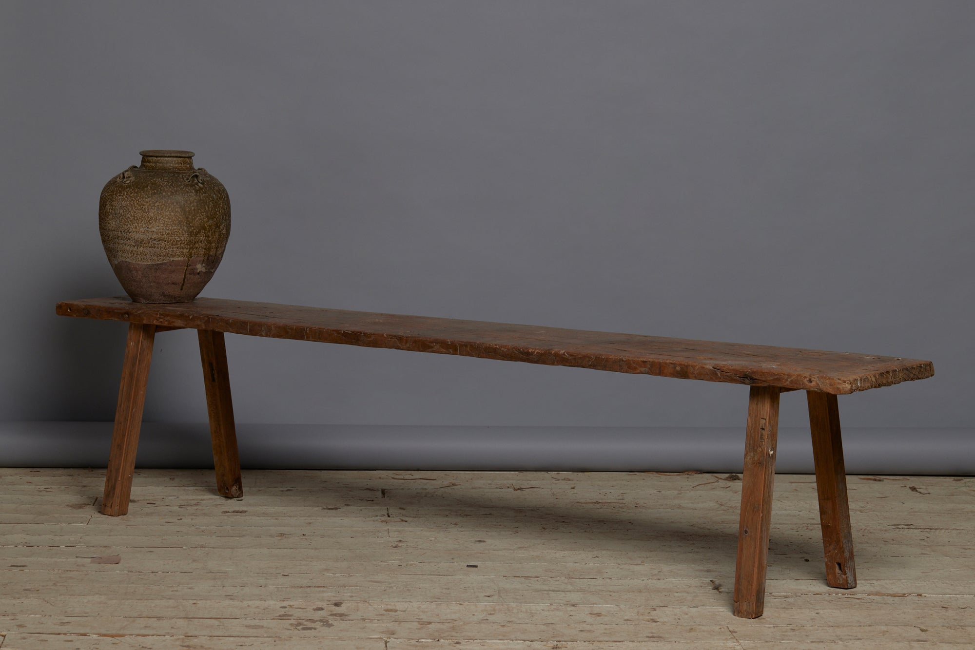Wide Top Splayed Leg Teak Flat Bench from Jakarta