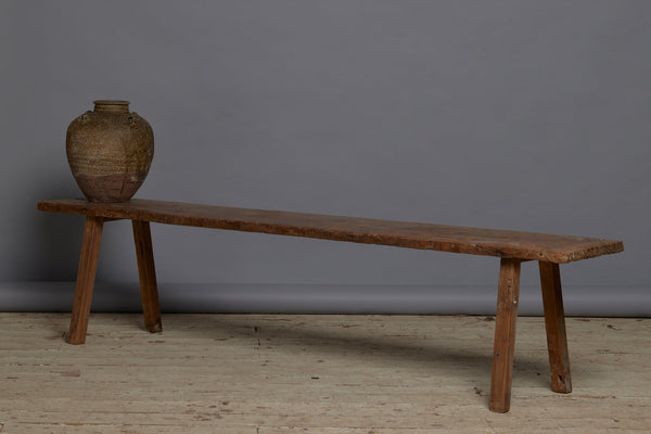 Wide Top Splayed Leg Teak Flat Bench from Jakarta