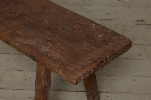Wide Top Splayed Leg Teak Flat Bench from Jakarta