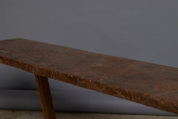 Wide Top Splayed Leg Teak Flat Bench from Jakarta