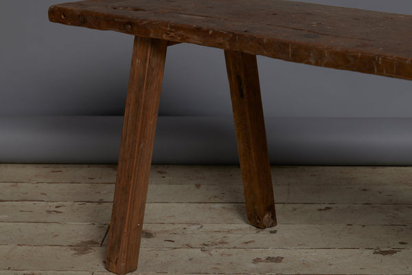Wide Top Splayed Leg Teak Flat Bench from Jakarta