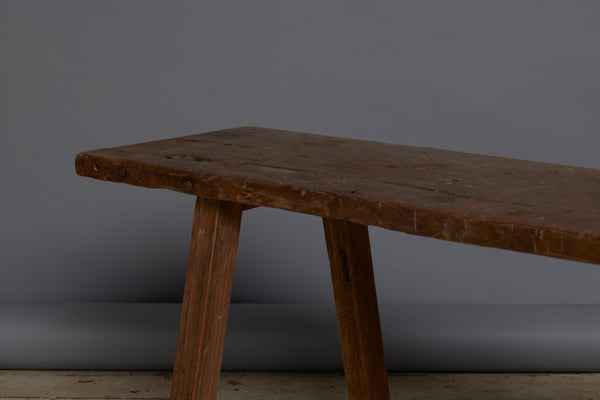Wide Top Splayed Leg Teak Flat Bench from Jakarta