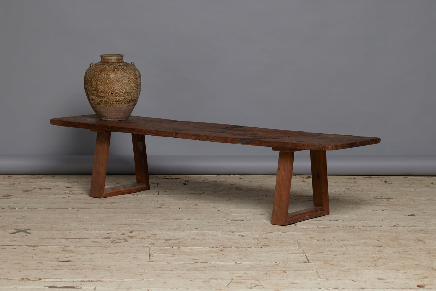 Splayed Leg Stretcher Base Teak Coffee Table from Jakarta with a Lovely Nutty Brown Patina