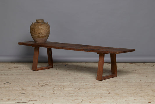 Splayed Leg Stretcher Base Teak Coffee Table from Jakarta with a Lovely Nutty Brown Patina