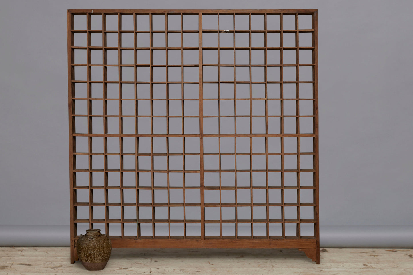 Late 19th Early 20th Century Teak Shallow Gridded Room Divider