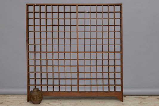 Late 19th Early 20th Century Teak Shallow Gridded Room Divider