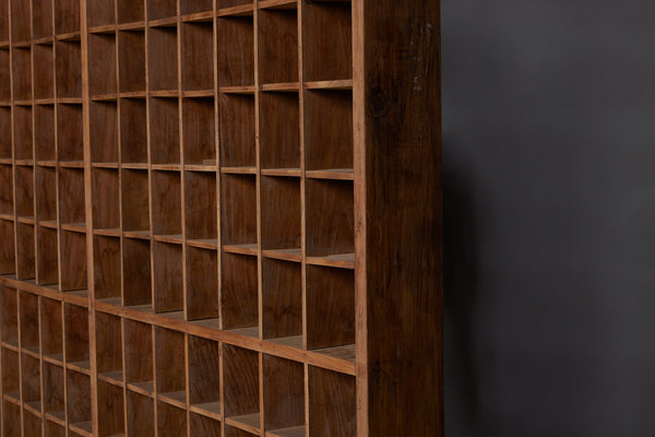 Late 19th Early 20th Century Teak Shallow Gridded Room Divider with a Delicate Skeletal Base from Jakarta