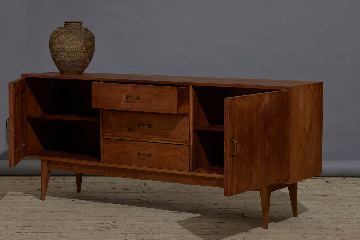 Three drawer Two Door Mid Century Modern Teak Server from Java