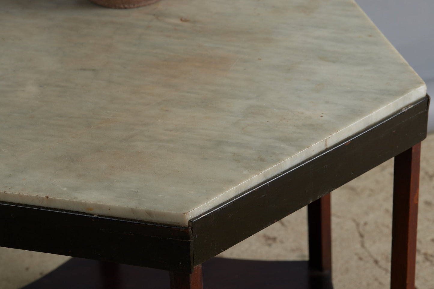 1920s-1930s Hexagonal Marble Top Teak Side Table from Java