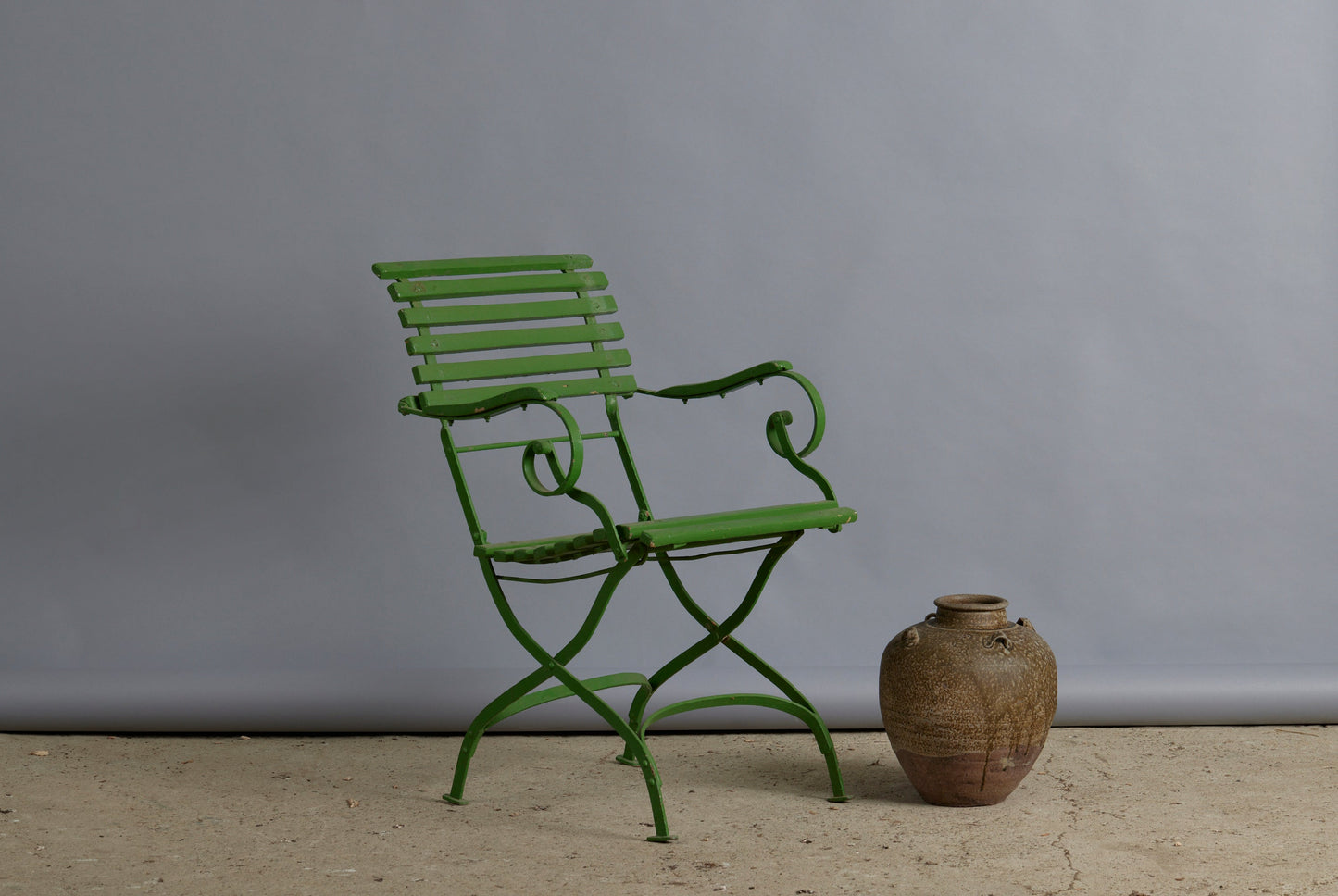 19th Century French Iron and Wood Folding Garden Chair
