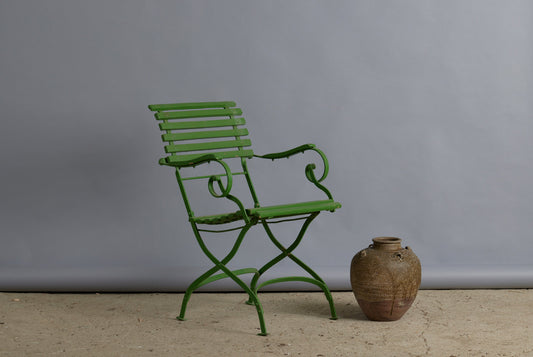 19th Century French Iron and Wood Folding Garden Chair