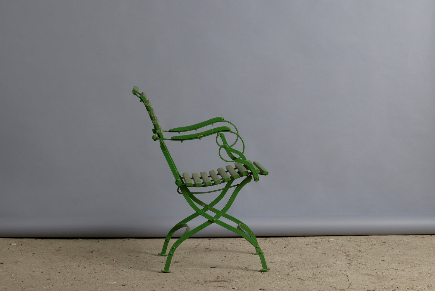 19th Century French Iron and Wood Folding Garden Chair
