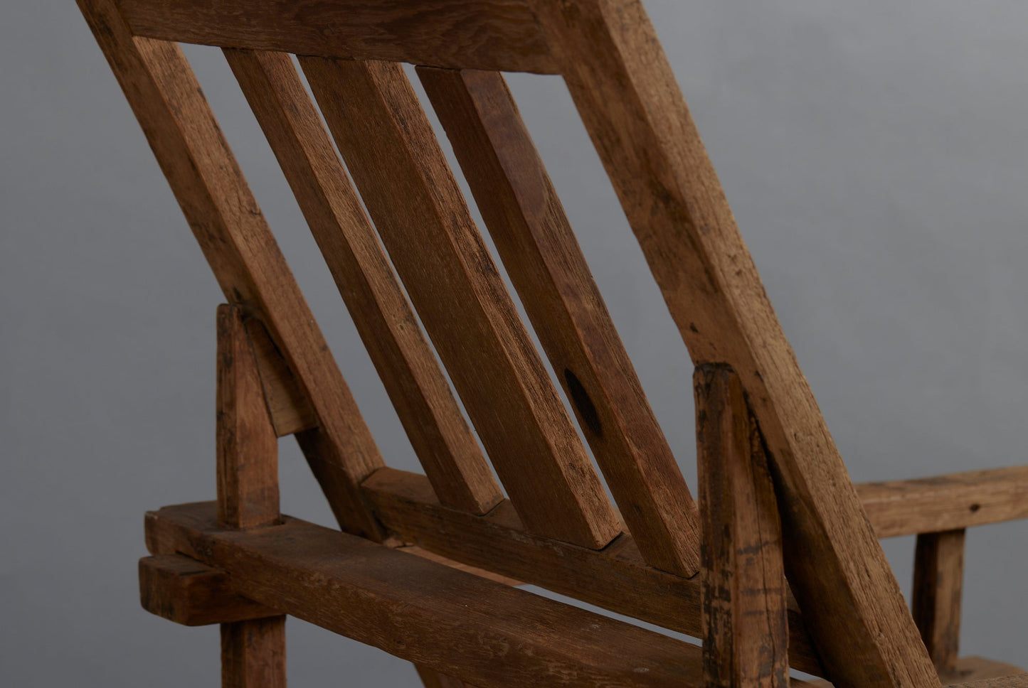 Dutch Colonial Crested Top Teak Lounging Chair from Sumatra