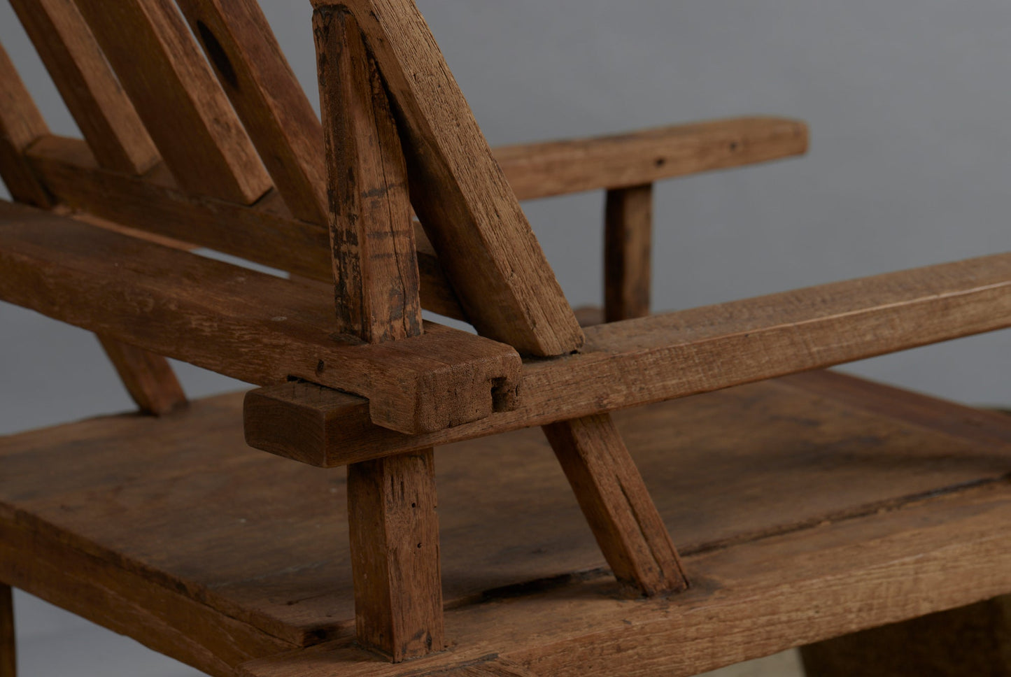 Dutch Colonial Crested Top Teak Lounging Chair from Sumatra