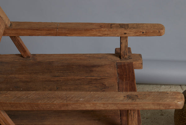 Dutch Colonial Crested Top Teak Lounging Chair from Sumatra