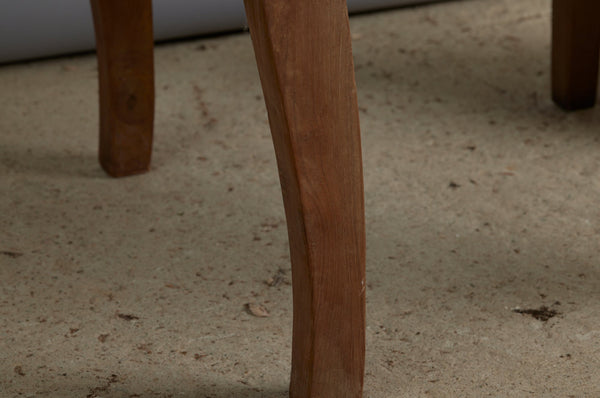 Early Dutch Colonial Teak Lounging Chair with Square Tapered Legs and Slatted Back from Sumatra