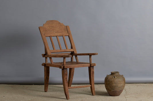 Late 19th Century Crested Back Sculptural Form Teak Lounging Chair from the Madura Island in Sumatra
