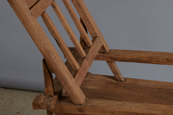 Late 19th Century Crested Back Sculptural Form Teak Lounging Chair from the Madura Island in Sumatra