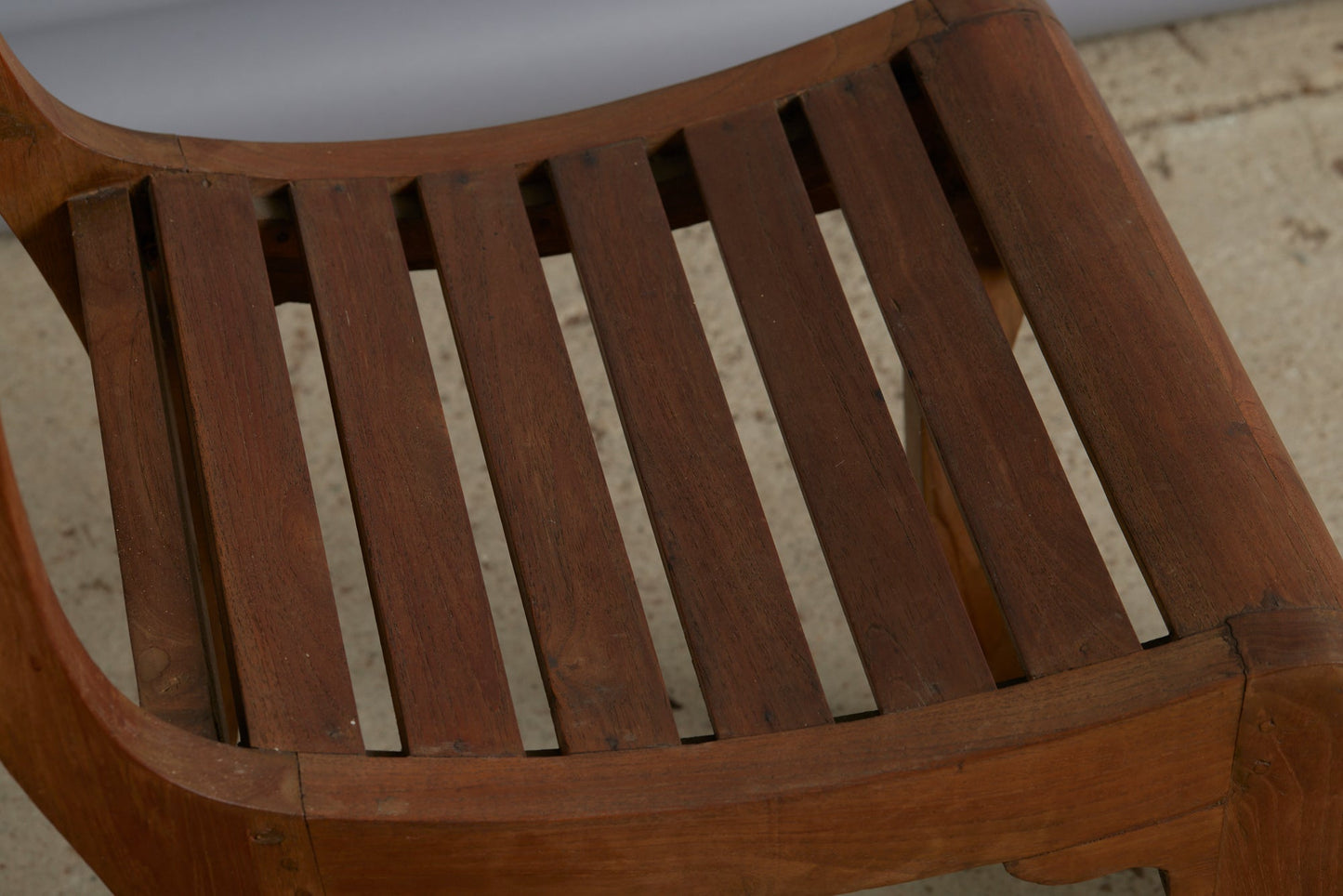 Slat Seat Dutch Colonial Teak Side Chair with a Curved Crest