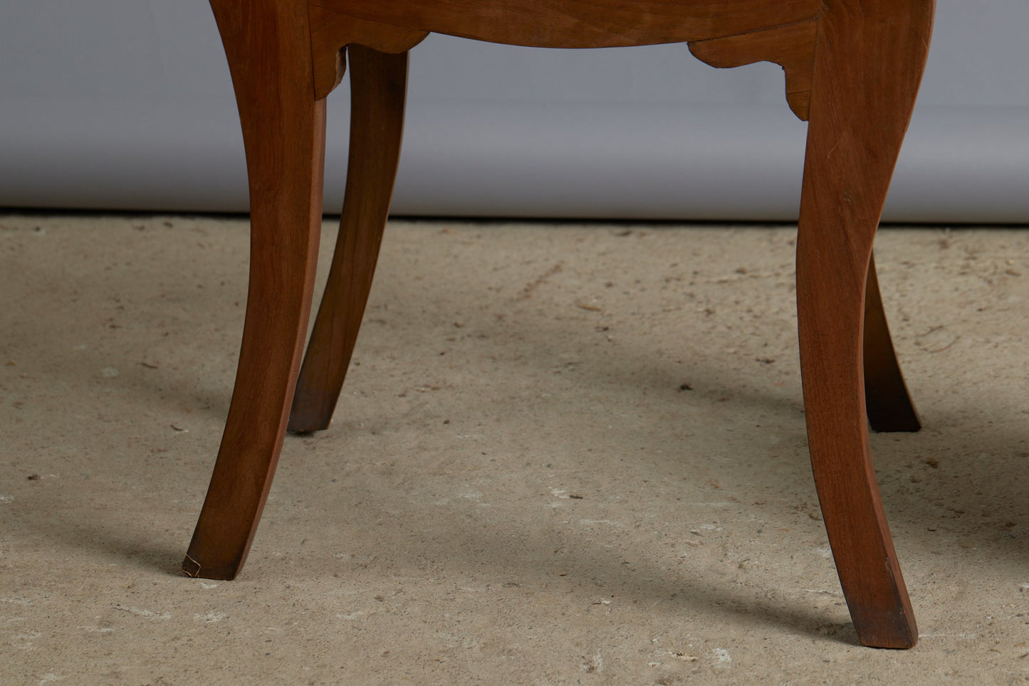 Slat Seat Dutch Colonial Teak Side Chair with a Curved Crest