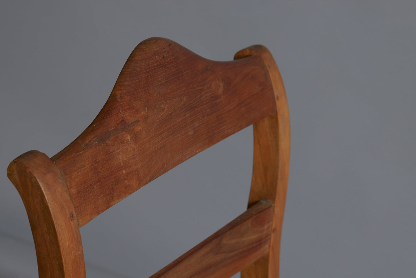 Slat Seat Dutch Colonial Teak Side Chair with a Curved Crest