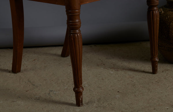 Pair of Light colored Teak Cane Seated Raffles Chairs from Java with a Delicate Gadrooned Legs