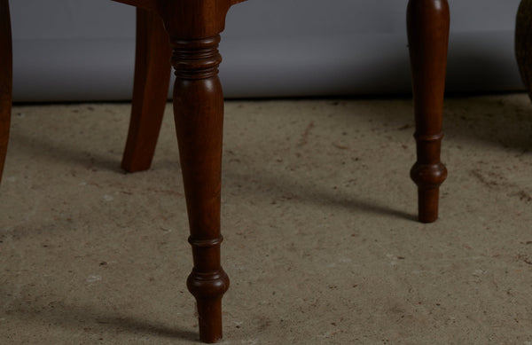 Rolled Arm Dutch Colonial Teak Side Chair with Turned Legs and a Removable Rattan Seat