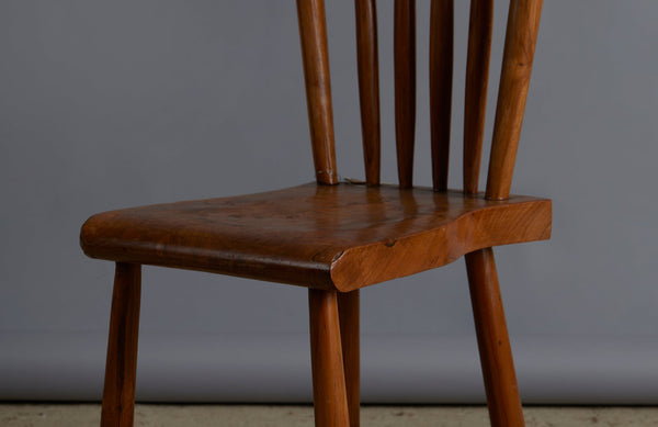 Set of 8 Primitive Plank Seats Spindled Back Dining Chairs