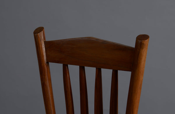 Set of 8 Primitive Plank Seats Spindled Back Dining Chairs