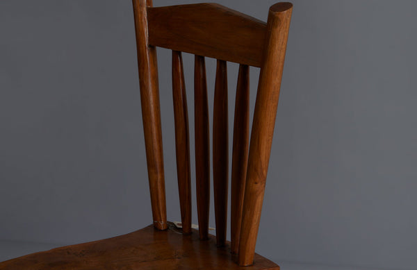 Set of 8 Primitive Plank Seats Spindled Back Dining Chairs