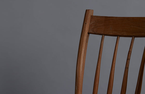 Pair of Primitive Plank Seats Spindled Back Dining Chairs